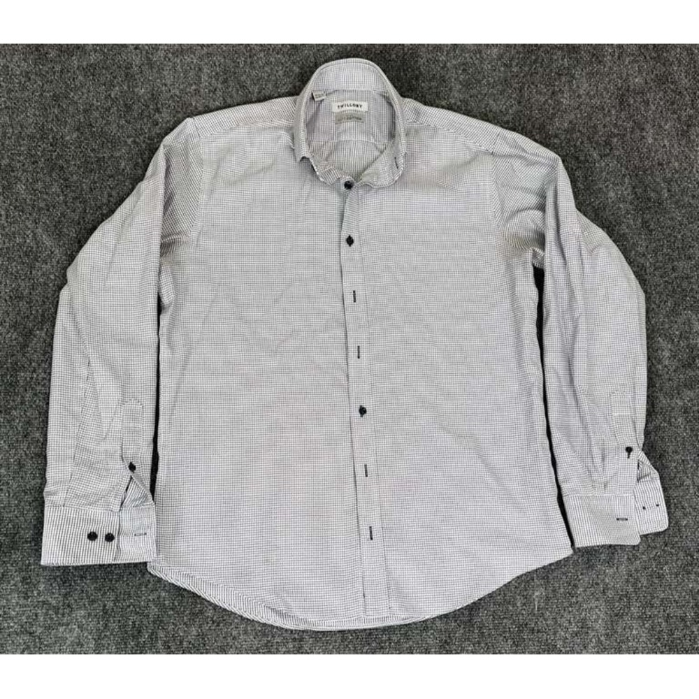 Twillory Dress Shirt Mens 16 34/35 White/Blue Non-Iron Safe Cotton L/S‎